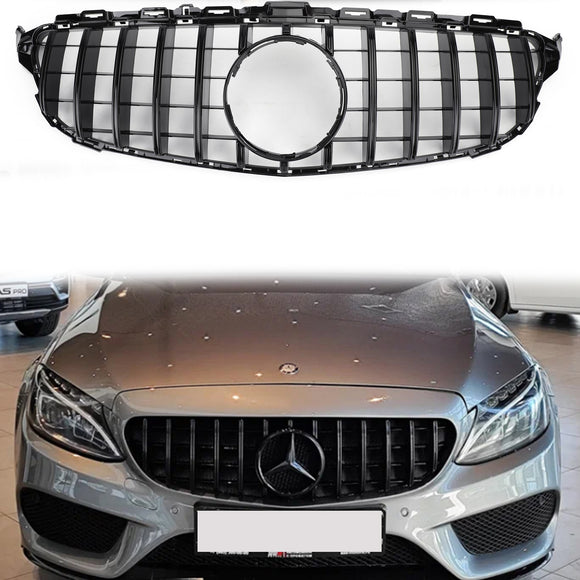 Mercedes Benz Clase C (2015-2018) W205 Parrilla delantera negra diamante para C205, A205, C200, C250, C300 y C350.