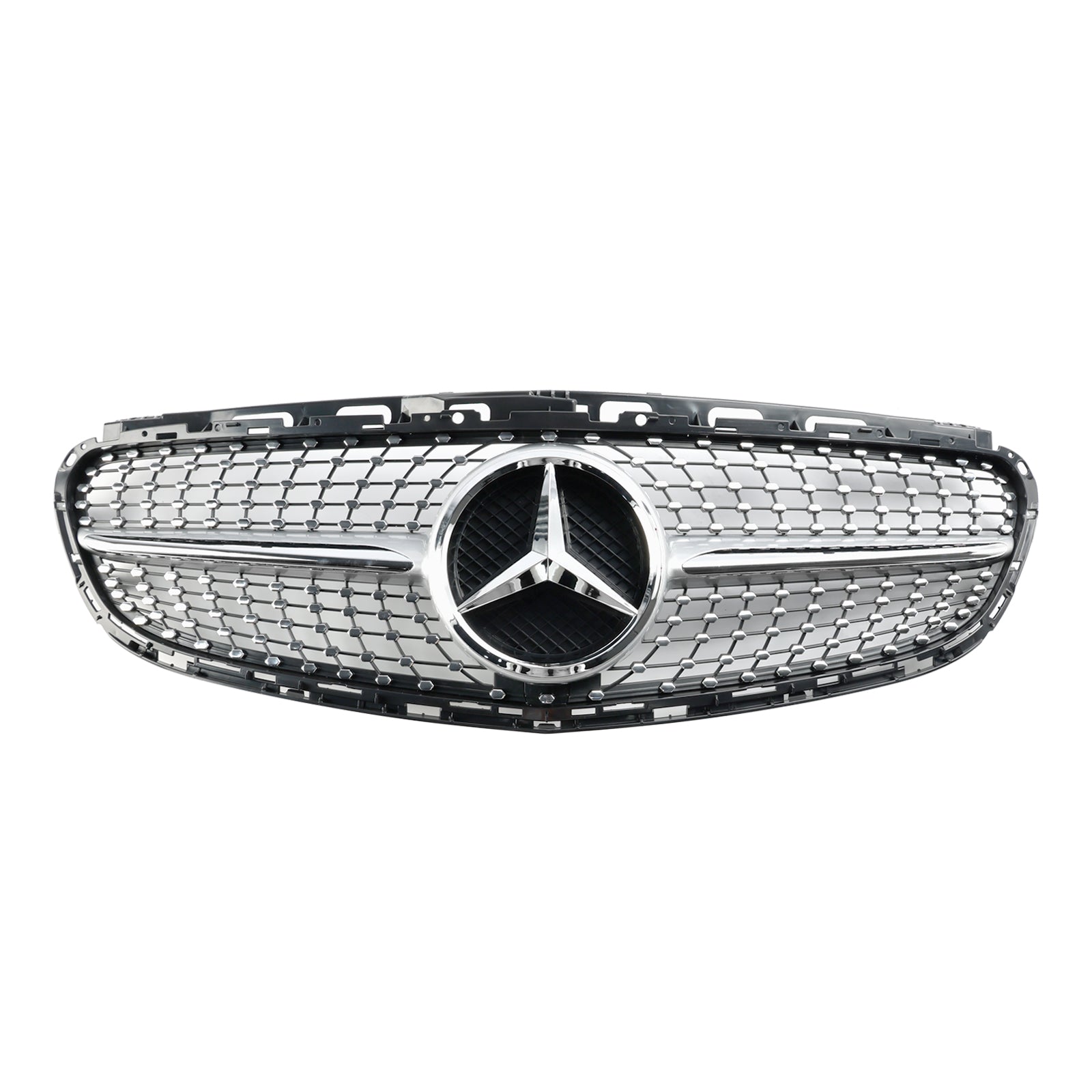 Mercedes Benz E-Class W212 2013 2014 2015 2016 Diamond Style Grill Front Bumper Replacement Chrome Grille W/ Emblem