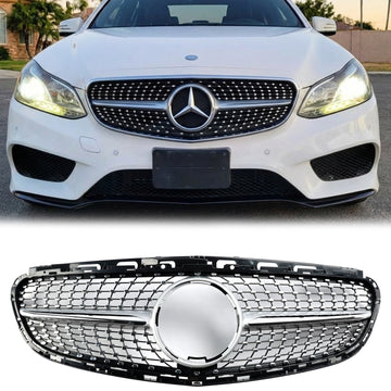 Mercedes Benz E-Class W212 2013 2014 2015 2016 Diamond Style Grill Front Bumper Replacement Chrome Grille