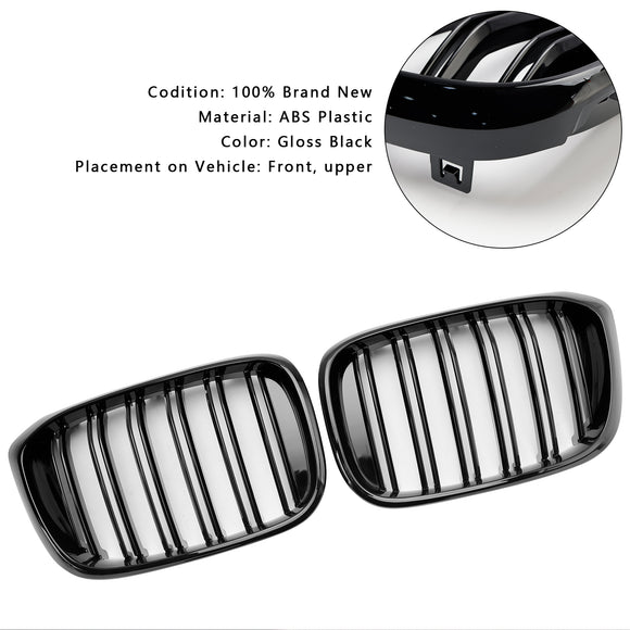BMW X4 G02 X3 G01 G08 2018-2021 Parrilla de malla frontal negra brillante