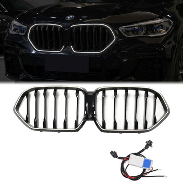 2020-2022 BMW X6 G06 Pre-LCI Single Slat LED Black Front Grille Upper Bumper Replacement Grill