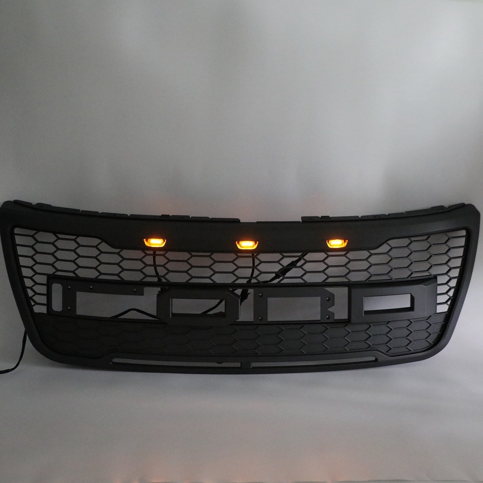 Grille de pare-chocs avant de remplacement pour Ford Explorer Base/XLT/Limited/Sport 2012-2015 Grille grise avec feux