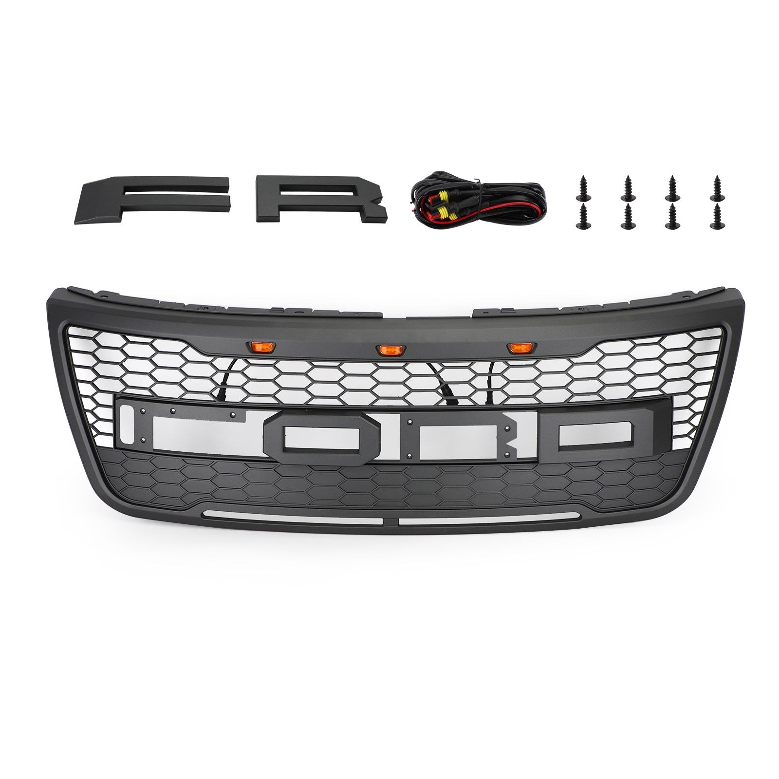 Grille de pare-chocs avant de remplacement pour Ford Explorer Base/XLT/Limited/Sport 2012-2015 Grille grise avec feux