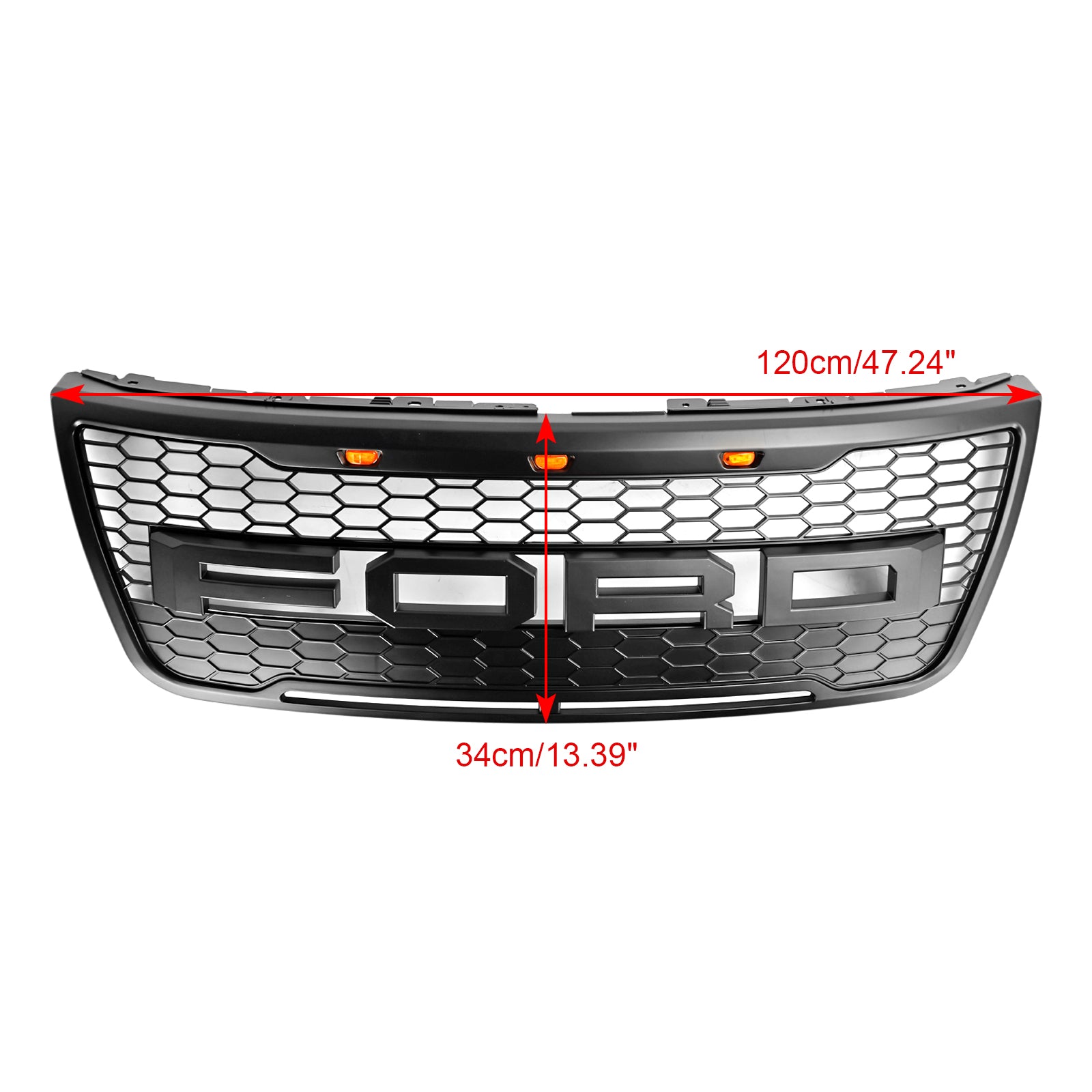 2012-2015 Ford Explorer Base/XLT/Limited/Sport Front Bumper Grill Replacement Grey Grille W/Lights - 0
