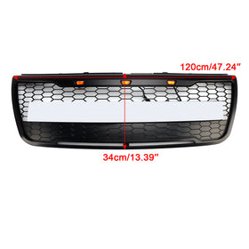 2012-2015 Ford Explorer Front Bumper Grill Replacement Black Grille W/LED Light + FORD Letter - 0