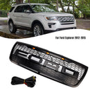 2012-2015 Ford Explorer Front Bumper Grill Replacement Black Grille W/LED Light-3