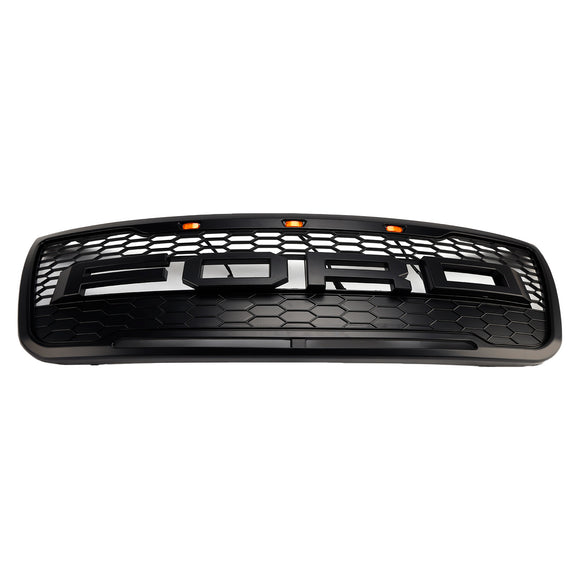 2012-2015 Ford Explorer Front Bumper Grill Replacement Black Grille W/LED Light