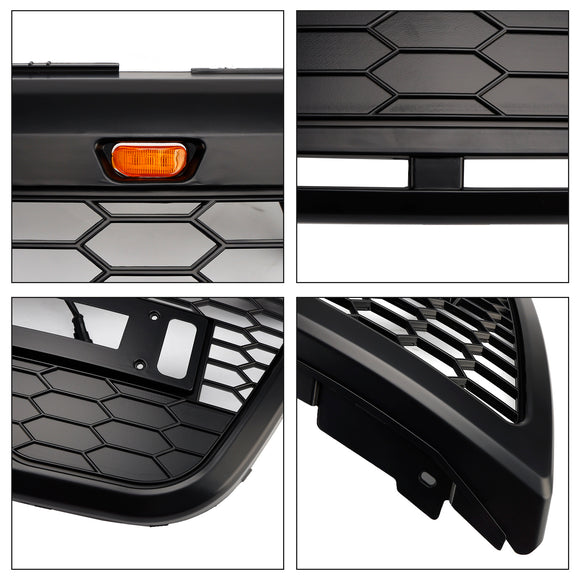 2012-2015 Ford Explorer Front Bumper Grill Replacement Black Grille W/LED Light