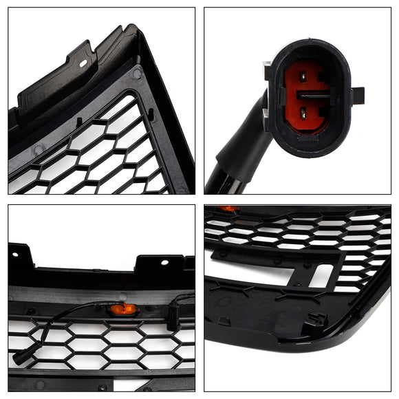 2012-2015 Ford Explorer Front Bumper Grill Replacement Black Grille W/LED Light