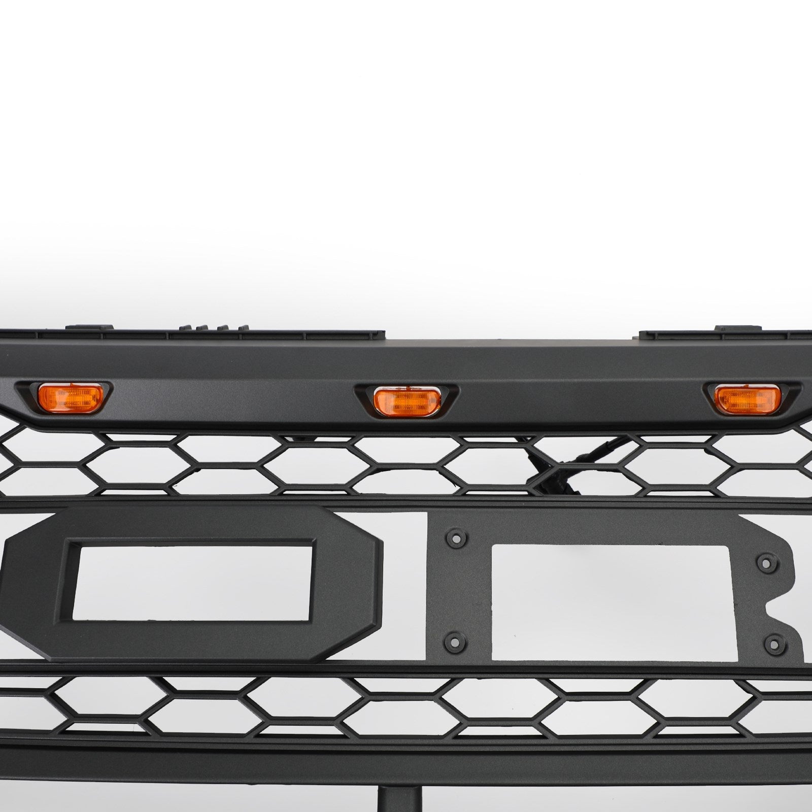 2016-2017 Ford Explorer Base/XLT/Limited/Platinum/Sport Front Upper Bumper Grill Replacement Grey Grille With Lights