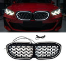 BMW Serie 1 F40 2019-2024 Parrilla LED de riñón frontal de diamante negro Parrilla de repuesto para parachoques superior-1