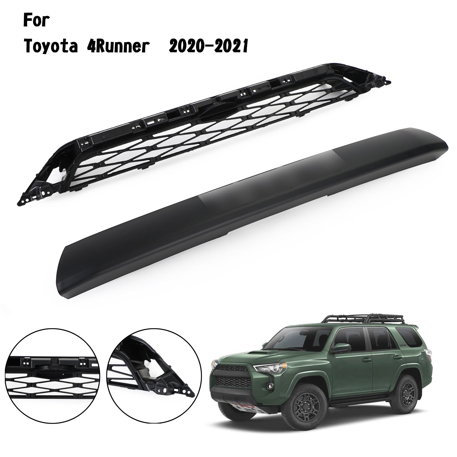 Toyota 4Runner 2020-2024 2 Piece Front Bumper Grille TRD PRO Style Black Grill Kit W/ LED