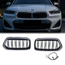 BMW X2 F39 2018-2023 Black Front Bumper LED Grill Double Slat Replacemenet Grille-1