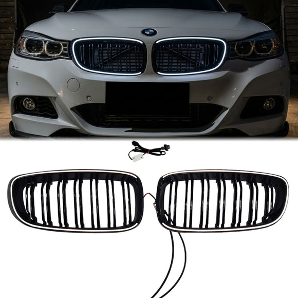 2013-2019 BMW 3 Series F34 GT Dual Slat etupuskurin säleikkö Kiiltävä musta