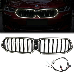 Błyszcząca czarna przednia kratka nerkowa pasuje do BMW serii 6 G32 2020-2025 z diodą LED