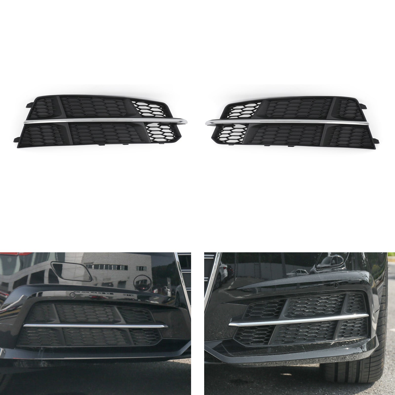 Audi A6 C7 S-Line Bumper 2016-2018 Front Bumper Grill 4G0807681AN 4G0807682AN Lower Grille Grill Black Chrome Generic