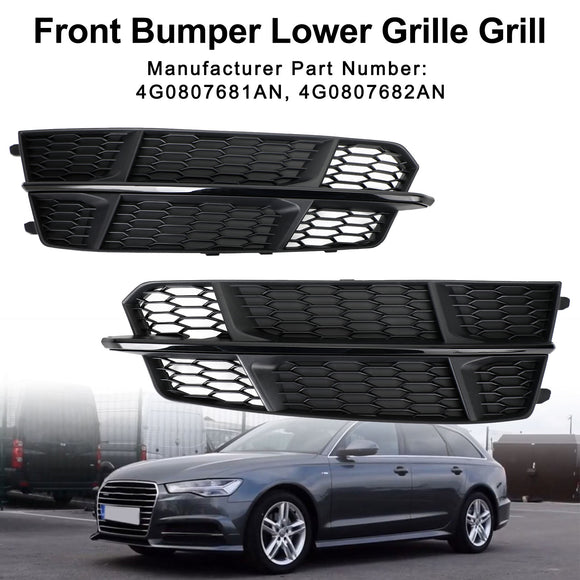 Audi A6 C7 S-Line / S6 2015-2018 Front Bumper Lower Grille Fog Light Cover Grill Black 4G0807681AN 4G0807682AN