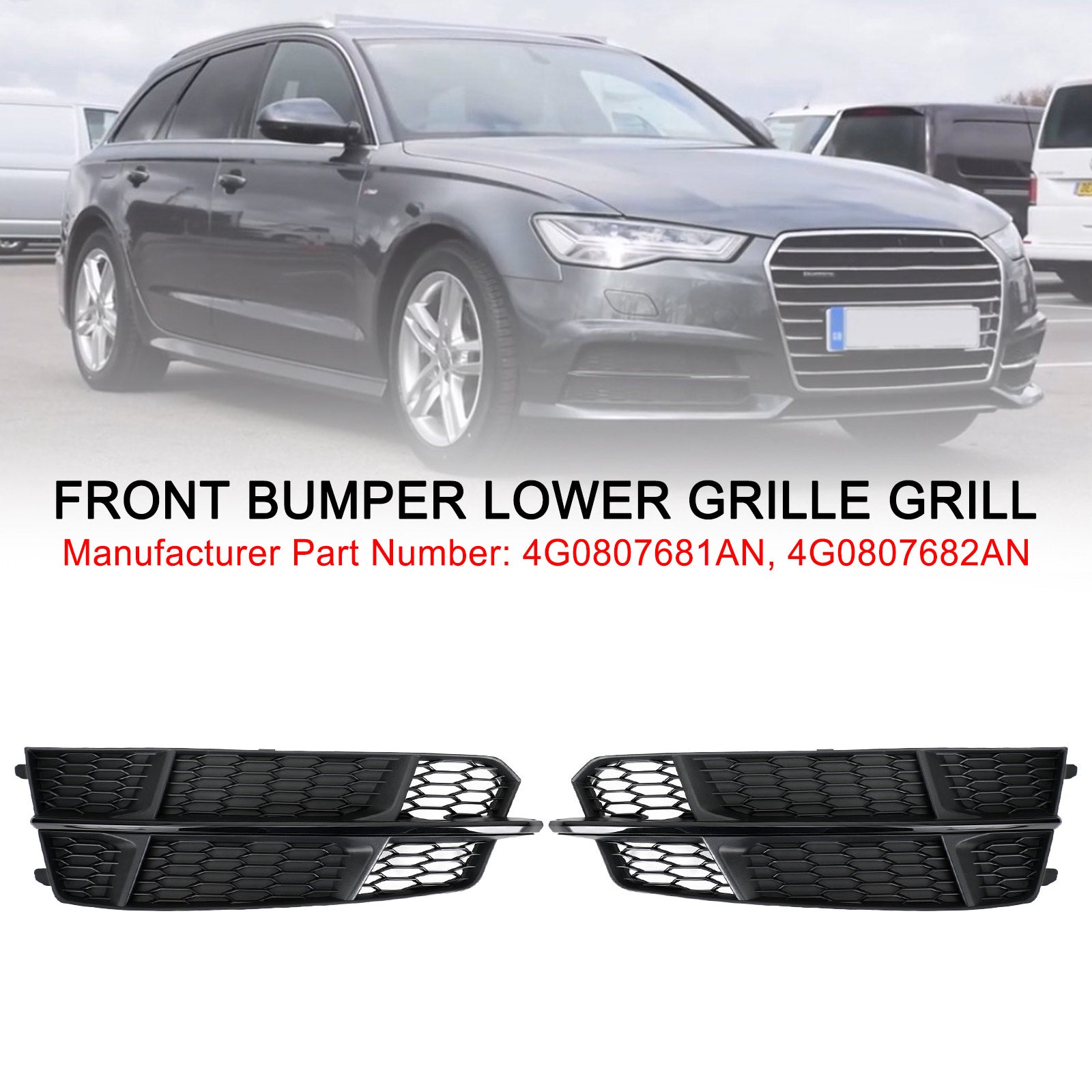 Audi A6 C7 S-Line Bumper 2016-2018 Front Bumper Grill 4G0807681AN 4G0807682AN Lower Grille Grill Black Chrome Generic