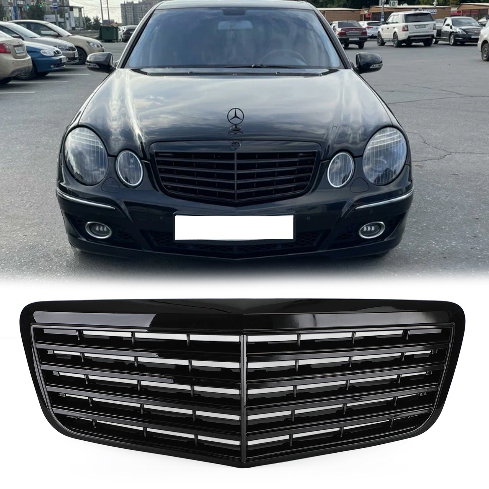 2007-2009 Mercedes Benz E-Class W211 E350 E500 E63 Front Bumper Grille Gloss Black Grill