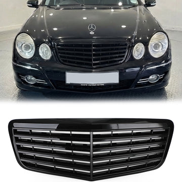 2007-2009 Mercedes Benz E-Class W211 E320 E350 E500 E550 E63 Front Bumper Grille Glossy Black Grill