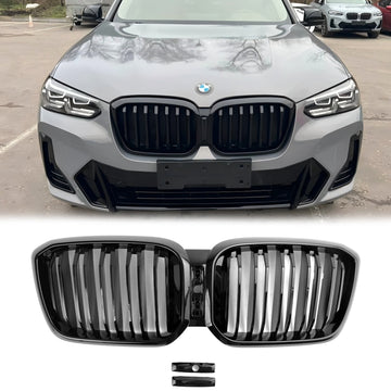 2022–2023 BMW X3 G01 X4 G02 xDrive30i/xDrive20d/xDrive30d/xDrive30e/M40i Front-Nierengrill, glänzend schwarzer Kühlergrill
