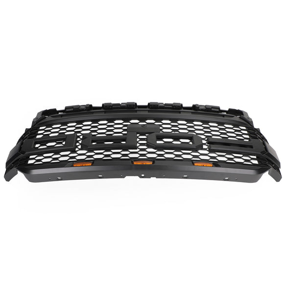 Ford F150 2021 2022 2023 Parrilla estilo Raptor Parachoques delantero Parrilla negra mate en forma de panal con luz LED