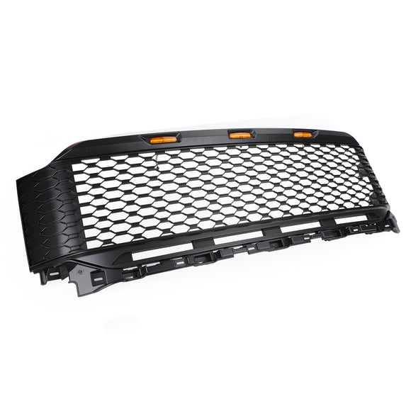 2021–2023 Ford F150 Raptor Style Grille Frontstoßstange Schwarzer Grill MIT/LED<rAMP>Kameraloch mit FORD-Buchstaben