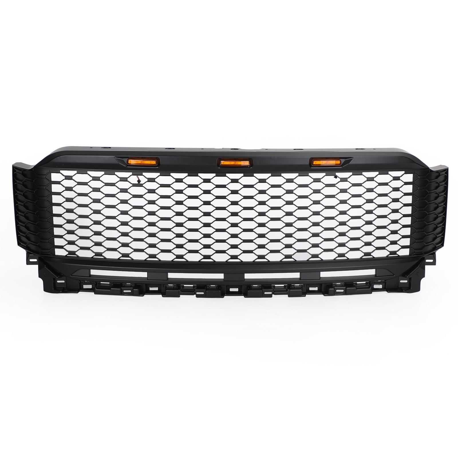 Rejilla delantera estilo Raptor negra con orificio para cámara y luz LED para Ford F150 XLT/Lariat/Platinum/King Ranch 2021-2023