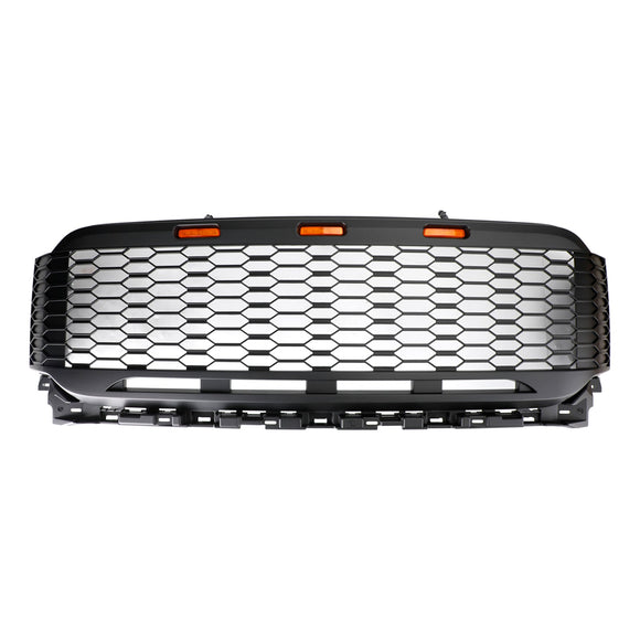 Ford F150 2021 2022 2023 Parrilla estilo Raptor Parachoques delantero Parrilla negra mate en forma de panal con luz LED