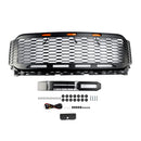 2021–2023 Ford F150 Raptor Style Grille Frontstoßstange Schwarzer Grill MIT/LED<rAMP>Kameraloch mit FORD-Buchstaben-1