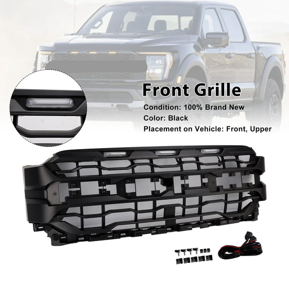 2021-2023 Ford F150 Frontgrill 2024 Raptor Style Ersatz-Frontstoßstangengrill mit LED + FORD-Buchstabe