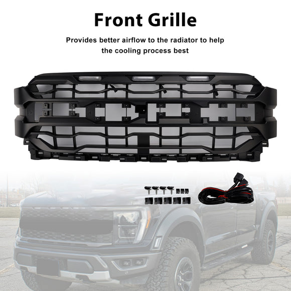2021-2023 Ford F150 Frontgrill 2024 Raptor Style Ersatz-Frontstoßstangengrill mit LED + FORD-Buchstabe