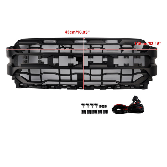 2021-2023 Ford F150 Frontgrill 2024 Raptor Style Ersatz-Frontstoßstangengrill mit LED + FORD-Buchstabe