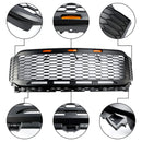 Ford F150 2021 2022 2023 Raptor Style Grill Frontstoßstange Waben mattschwarzer Grill mit LED-Licht-6