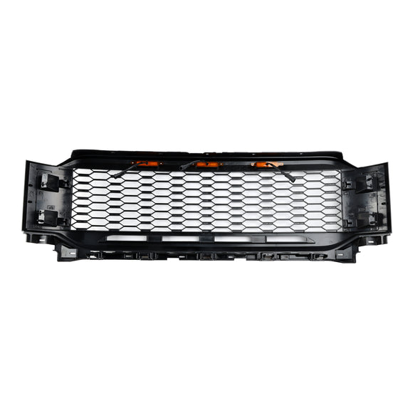 Ford F150 2021 2022 2023 Raptor Style Grill Frontstoßstange Waben mattschwarzer Grill mit LED-Licht