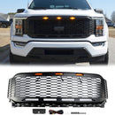 Ford F150 2021 2022 2023 Raptor Style Grill Frontstoßstange Waben mattschwarzer Grill mit LED-Licht-1