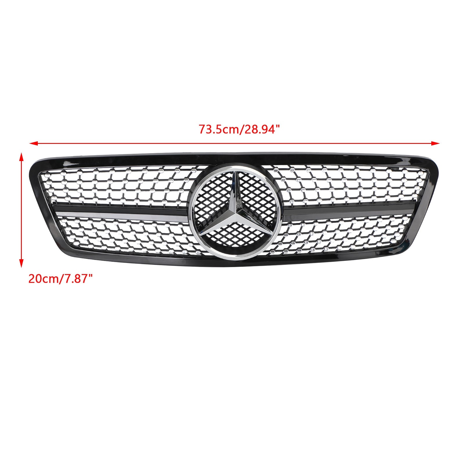 Reemplazo de parrilla delantera de parachoques con rejilla negra y cromada para Mercedes-Benz Clase C W203 de 4 puertas 2001-2007