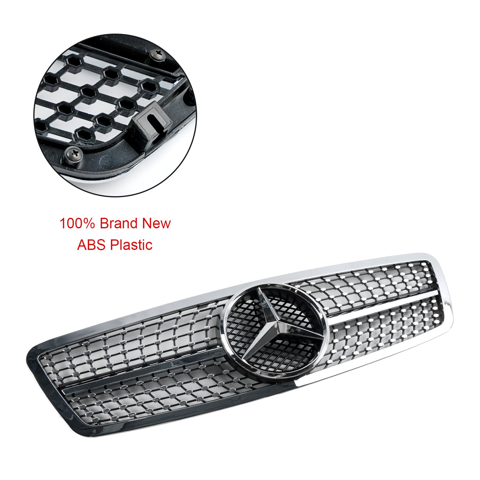 2001-2007 Mercedes-Benz C-Class W203 4 Door Black/Chrome Grill Replacement Front Bumper Grille