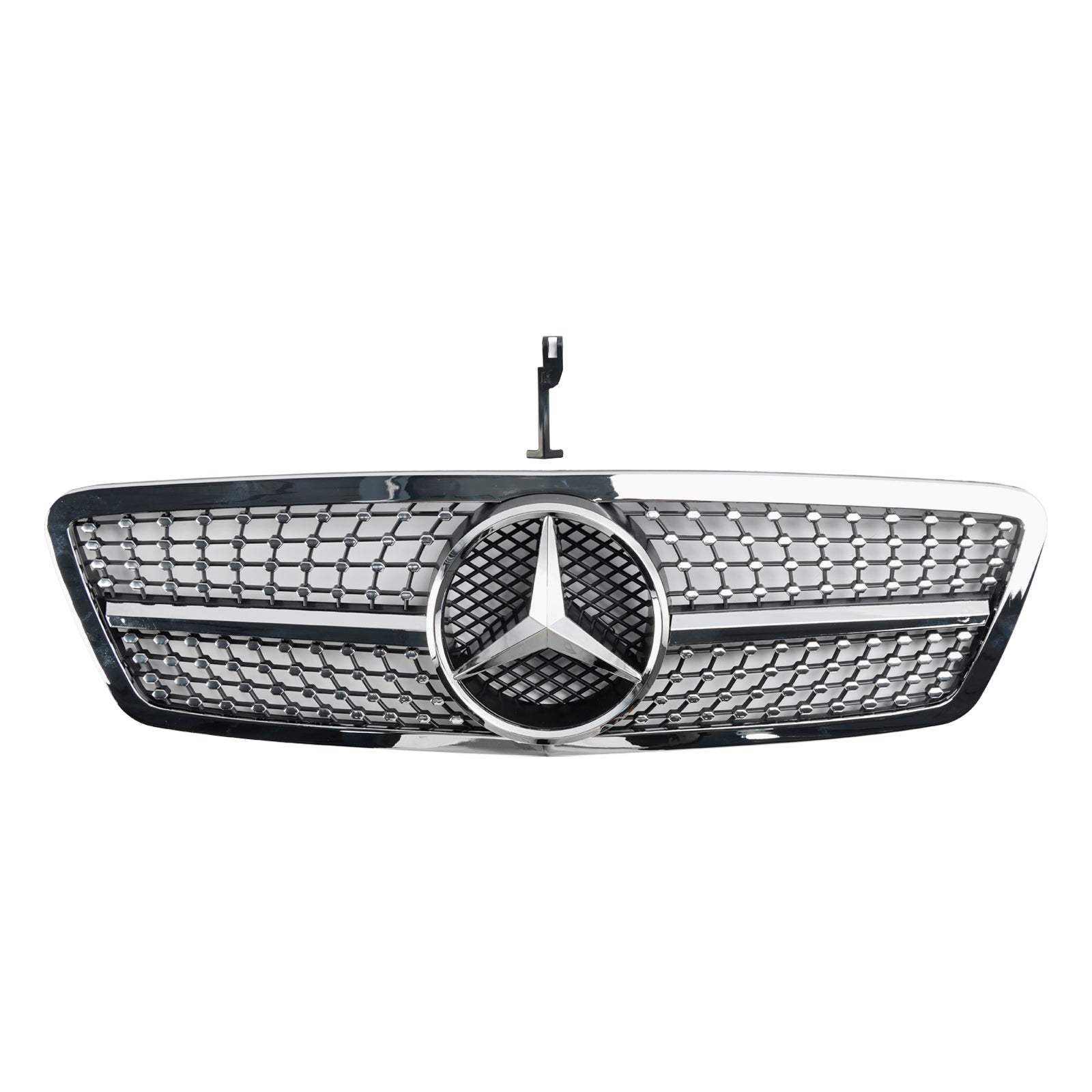 Reemplazo de parrilla delantera de parachoques con rejilla negra y cromada para Mercedes-Benz Clase C W203 de 4 puertas 2001-2007