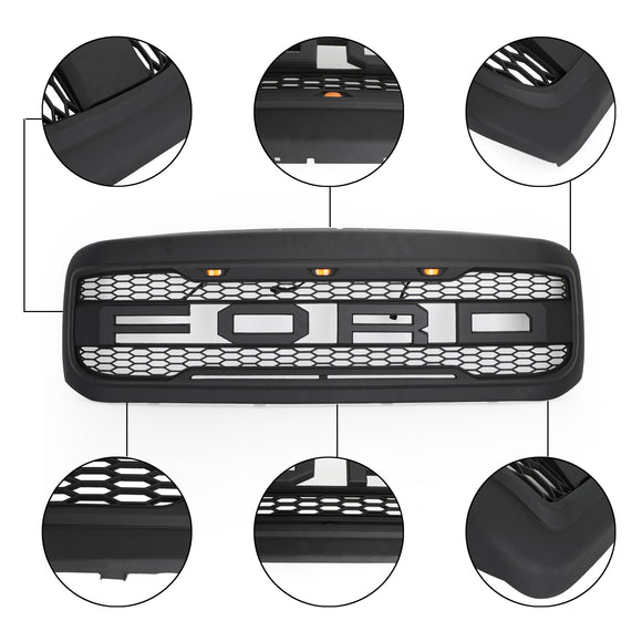 1999-2004 Excursion F250 F350 F450 Super Duty Ford Raptor Style Grill Replacement Black Grille
