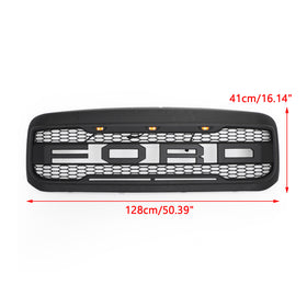 Grade dianteira estilo Raptor para Ford F250 F350 F450 Super Duty (1999-2004) com LEDs. & Carta - 0