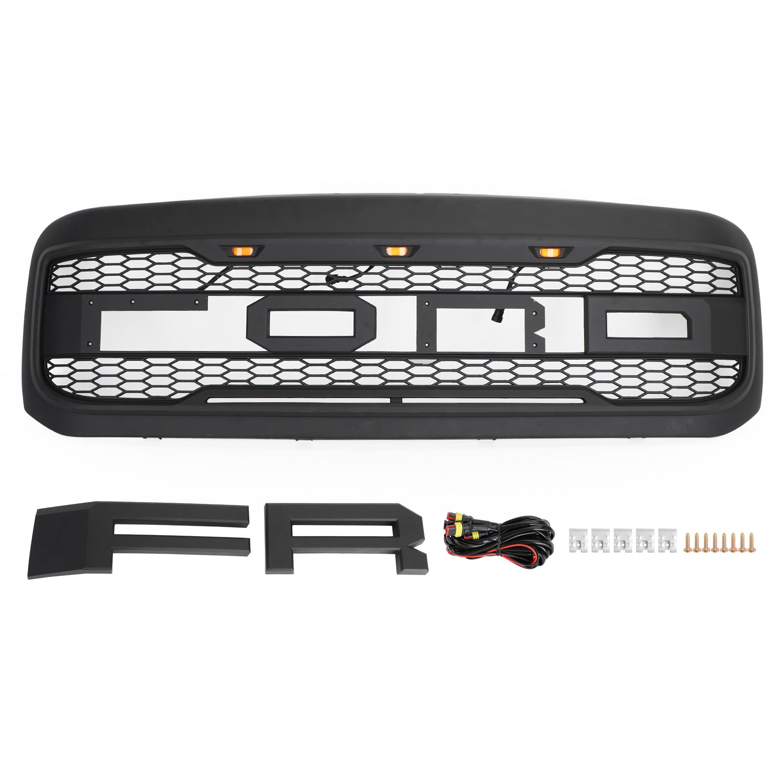 Grille de remplacement de style Ford Raptor pour Excursion F250 F350 F450 F550 1999-2004 Grille noire Super Duty