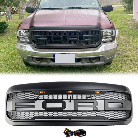 1999-2004 Excursion F250 F350 F450 Super Duty Ford Raptor Style Grill Replacement Black Grille