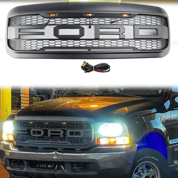 1999-2004 Excursion F250 F350 F450 Super Duty Ford Raptor Style Grill Replacement Black Grille