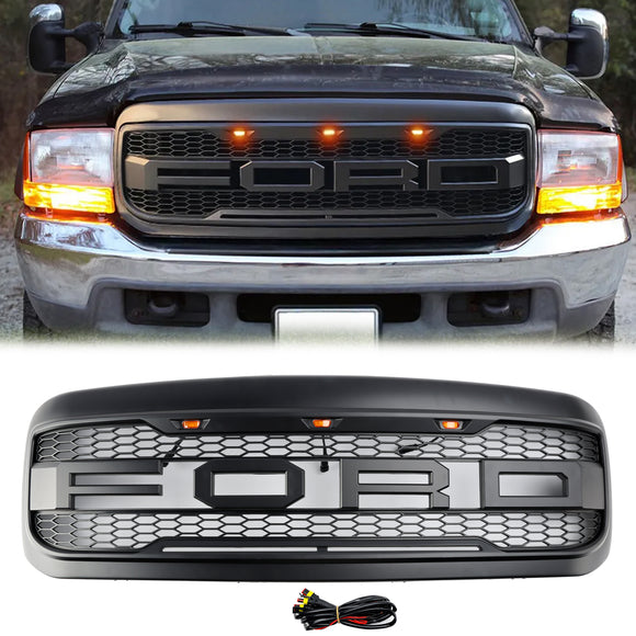 1999-2004 Excursion F250 F350 F450 Super Duty Ford Raptor Style Grill Replacement Black Grille