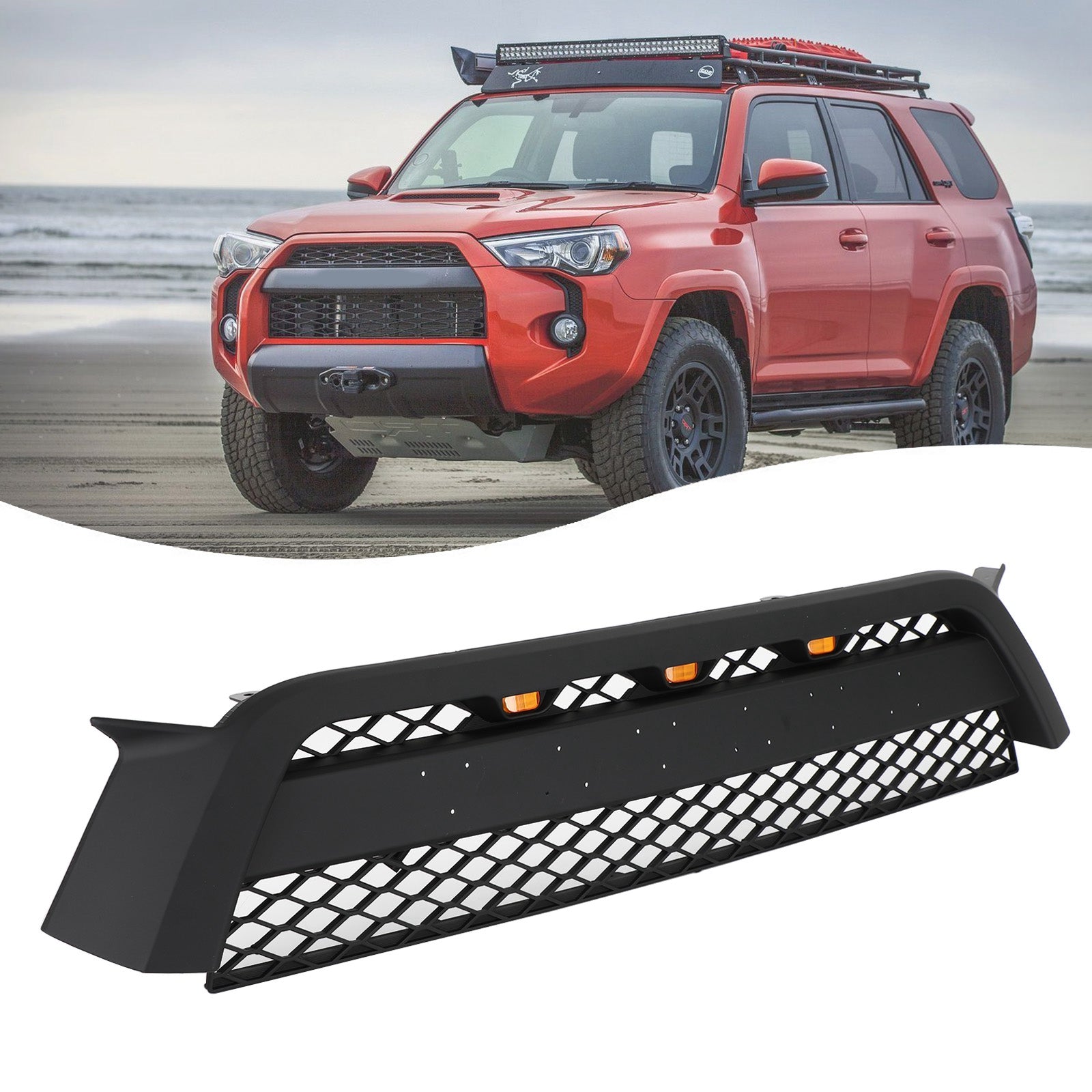 Reemplazo de rejilla de parachoques delantero estilo Pro TRD 4Runner 2010-2013 de Toyota, rejilla negra mate