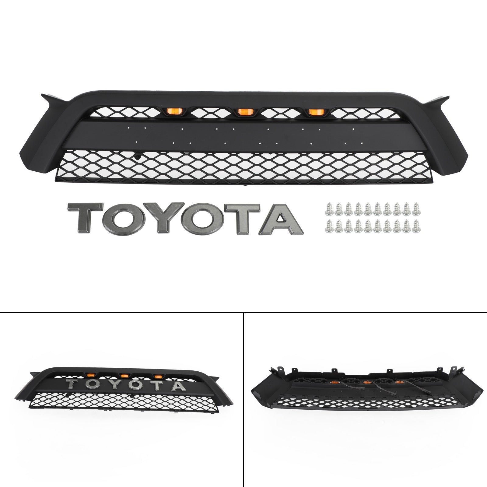 TRD PRO Style | Toyota 4Runner | 2010-2013 | Matt Black Grille | Front Bumper Replacement Grille + LED Light