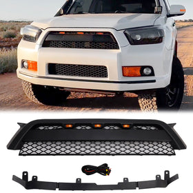 2010–2013 Toyota 4Runner TRD Pro Style Frontstoßstangengrill, mattschwarzer Kühlergrill mit LED-Licht, Toyota-Buchstabe