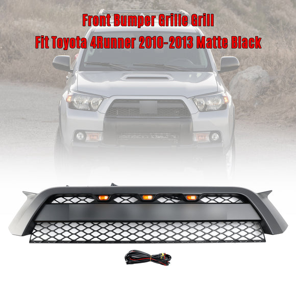 2010-2013 Toyota 4Runner TRD Pro Style Front Bumper Grill Matte Black Grille W/ LED Light