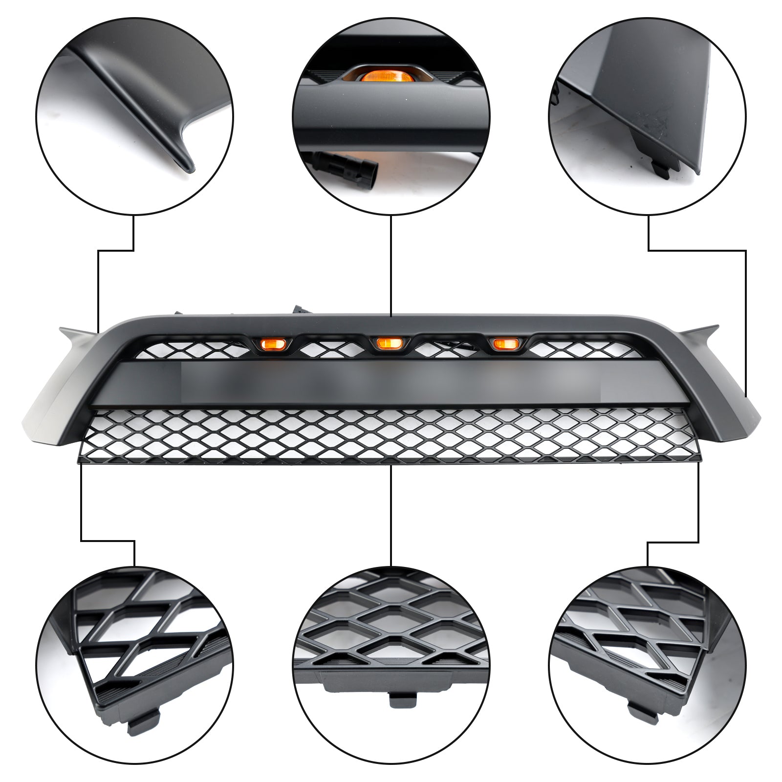 2010-2013 Toyota 4Runner TRD Pro Style Front Bumper Grill Matte Black Grille W/LED Light